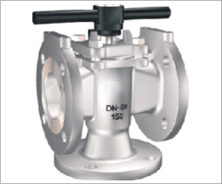 3 way flanged end plug valve